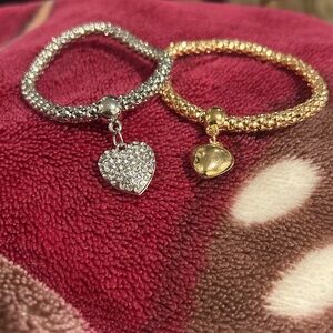 Elegant Silver and Gold Heart Charm Bracelets